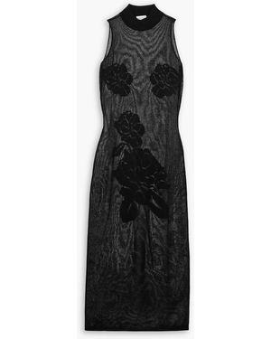 Magda Butrym Jacquard-Knit Mesh Midi Dress - Black