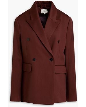 Loulou de Saison Horn Double-Breasted Wool-Blend Twill Blazer - Brown
