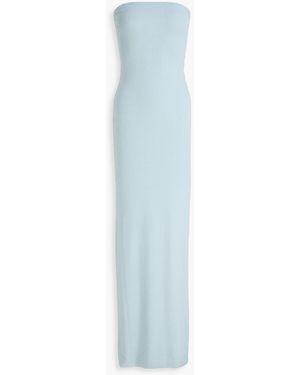 ÉTERNE Strapless Ribbed Jersey Maxi Dress - Blue
