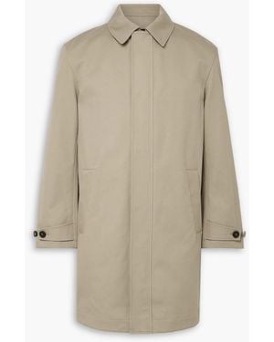 Yves Salomon Leather-Trimmed Double-Faced Cotton-Twill Coat - Natural