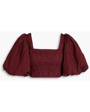 Aje. Sylvia Cropped Cotton-poplin Top - Red
