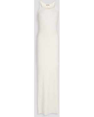 ÉTERNE Ribbed Jersey Maxi Dress - White