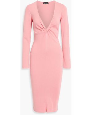 Tom Ford Twisted Cashmere And Silk-Blend Midi Dress - Pink