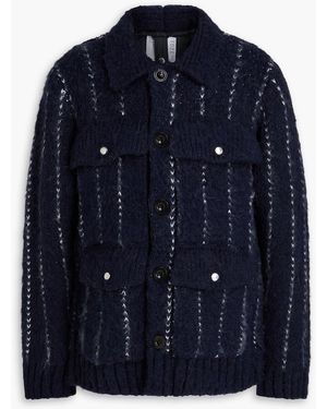 Sacai Pinstriped Knitted Jacket - Blue