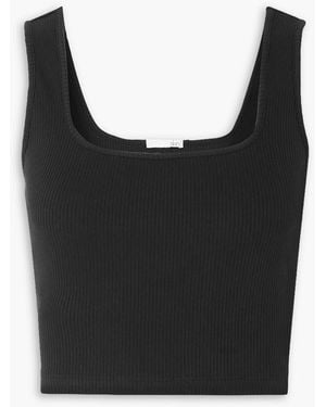 Skin Inari verkürztes tanktop aus gerippter pima-baumwolle mit stretch-anteil - Schwarz