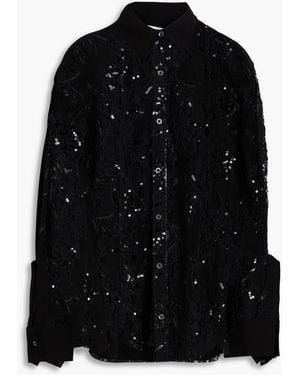 3.1 Phillip Lim Sequin-Embellished Crepe And Tulle Shirt - Black
