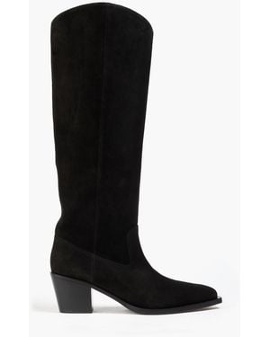 Stuart Weitzman Tate Suede Cowboy Boots - Black