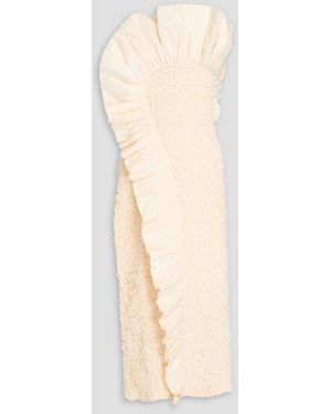 Mara Hoffman Kana Strapless Ruffled Cotton-twill And Popcorn Midi Dress - White