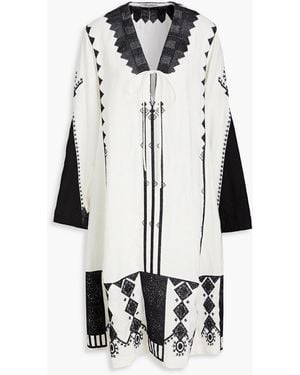 Fil De Vie Essaouira Embroidered Linen Kaftan - White