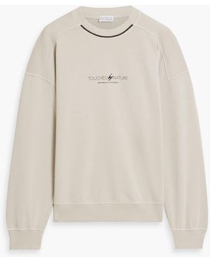 BRUNELLO CUCINELLI★素敵！Beads printed jersey sweatshirt BRUNELLO CUCINELLI Bead-embellished printed cotton-blend