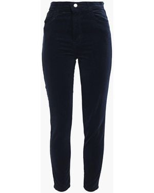J Brand Leenah Cotton-Blend Velvet Skinny Pants - Blue