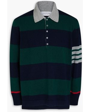 Thom Browne Gestreifter pullover aus wolle mit polokragen - Blau