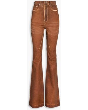 Rick Owens Waxed Flared Jeans - Brown