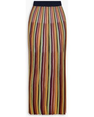 Zimmermann Metallic Striped Ribbed-knit Midi Skirt - Multicolour