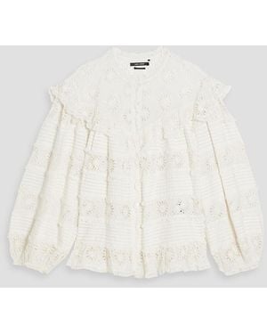 Isabel Marant Dicersei Ruffled Broderie Anglaise Cotton And Silk-Blend Blouse - Natural