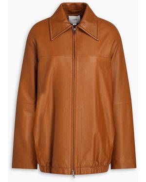 Vince Oversized Leather Jacket - Brown