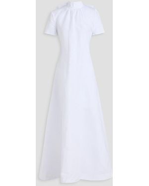 STAUD Ilana Tie-Back Cotton-Blend Faille Gown - White