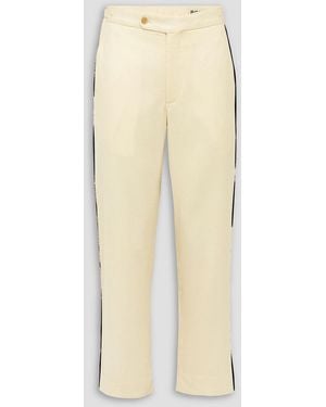 Bode Player Straight-Leg Bead-Embellished Felted Wool-Blend Twill Trousers - Natural