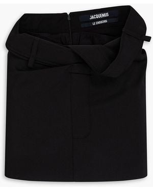 Jacquemus Bahia Draped Grain De Poudre Wool Mini Skirt - Black