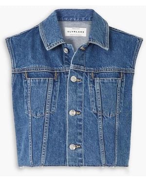 SLVRLAKE Denim Maya Cropped Frayed Denim Vest - Blue