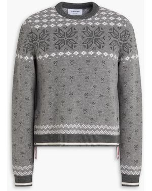 Thom Browne Jacquard-Knit Wool Jumper - Grey