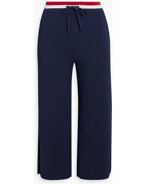 Thom Browne Cropped Stretch-Knit Straight-Leg Pants - Blue