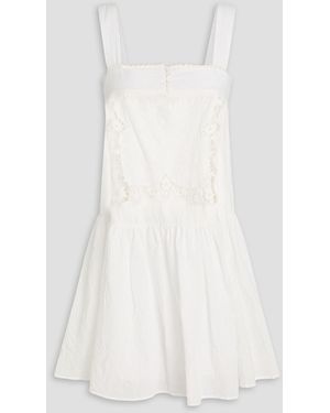 Claudie Pierlot Macramé Lace-paneled Cotton-gauze Mini Dress - White