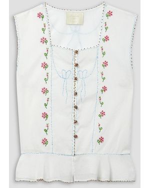 Doen Odelia Bead-embellished Organic Cotton-voile Top - White