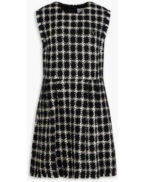 Valentino Garavani Pleated Checked Tweed Mini Dress - Black