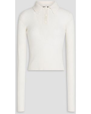 Rag & Bone Dee Ribbed Cashmere Polo Jumper - White