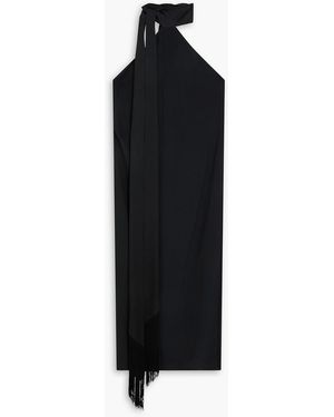 Taller Marmo Fringed Crepe Maxi Dress - Black