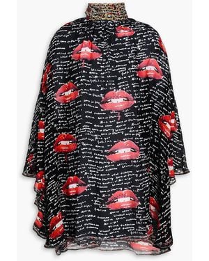 CAMILLA Crystal-Embellished Printed Silk Crepe De Chine Blouse - Red