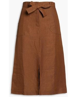 Casa Raki Dana Linen Midi Skirt - Brown