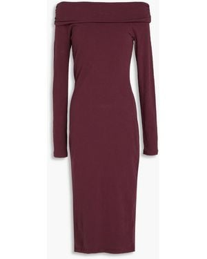 James Perse Off-the-shoulder Cotton-blend Jersey Dress - Purple