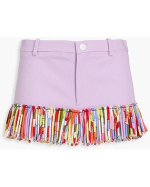 PUCCI Fringed Cotton-Blend Gabardine Shorts - Purple