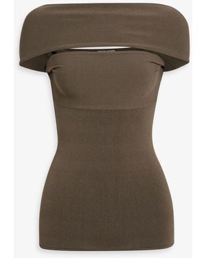 TOTEME Cutout Stretch-Knit Top - Brown