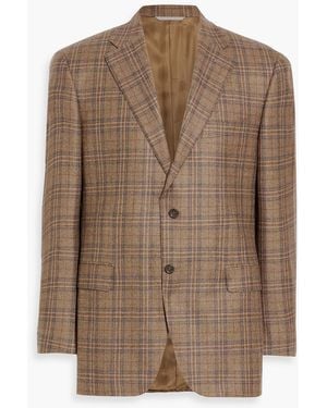 Canali Checked Cupro Blazer - Brown