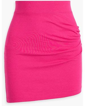 Helmut Lang Ruched Stretch Cotton And Modal-blend Jersey Mini Skirt - Pink