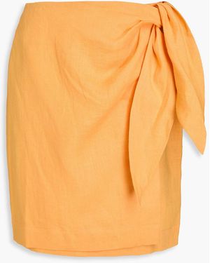 Nanushka Wrap-effect Linen Mini Skirt - Orange