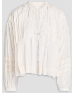 Mother Straight Shooter Pintucked Cotton-Voile Blouse - White