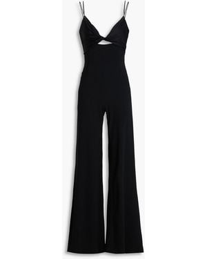 Galvan London Twisted Cutout Cady And Satin-Jersey Jumpsuit - Black
