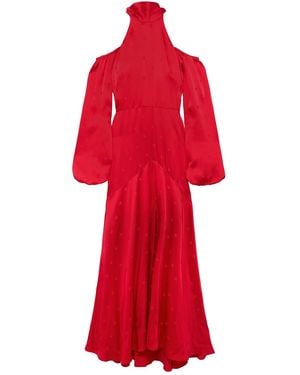 Temperley London Betty Cold-shoulder Satin-jacquard Gown - Red