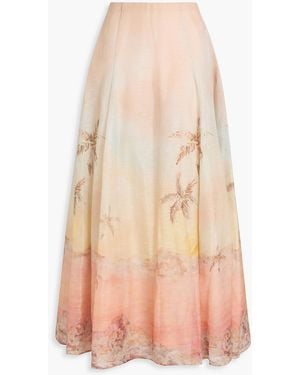 Zimmermann Printed Linen And Silk-Blend Maxi Skirt - Natural
