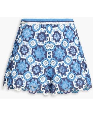 Maje Shorts aus gehäkelter baumwolle - Blau