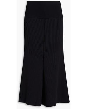 Tory Burch Ribbed-knit Midi Skirt - Black
