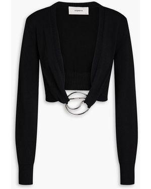 Coperni Cropped Embellished Ribbed-Knit Top - Black