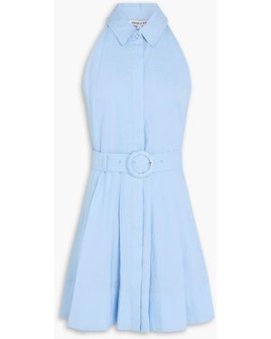 Veronica Beard Hemdkleid "beau" aus leinen in minilänge mit gürtel - Blau