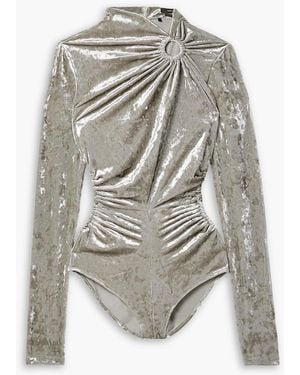 Isabel Marant Goldano Cutout Gathered Crushed-velvet Bodysuit - White