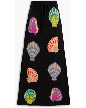 The Elder Statesman Shell Jacquard-Knit Cashmere Maxi Skirt - Black