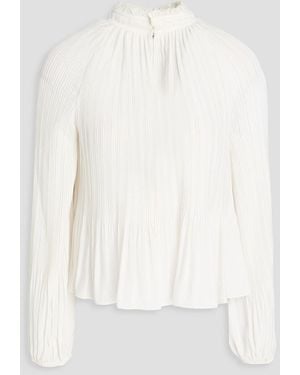 Veronica Beard Walker Pleated Crepe De Chine Blouse - White